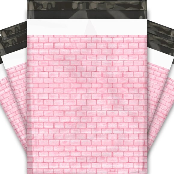 20ct Medium 10 x 13 Pink Bricks "Thank you" Poly Mailers - Picture 2 of 3